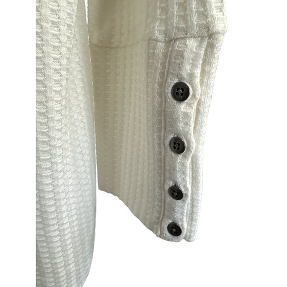 Chaser size XXL cream v neck waffle thermal wide cuff tunic top FLAW - Picture 6 of 8
